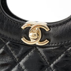 Chanel 31 Trantean Mini Shiny Calf Shopping 2-Way Shoulder Handbag Black — view 7