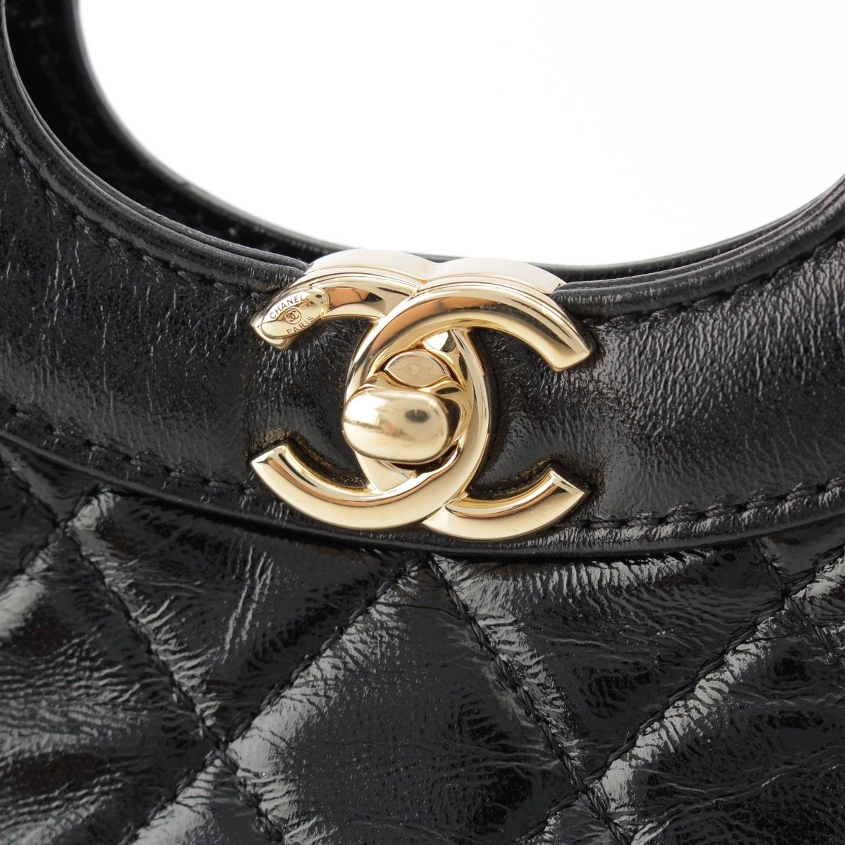 Chanel 31 Trantean Mini Shiny Calf Shopping 2-Way Shoulder Handbag Black — view 7