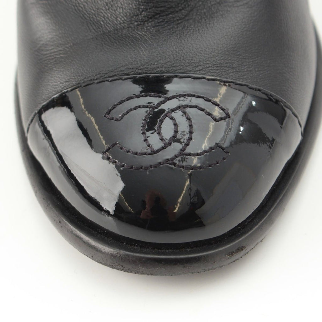 Chanel Leather CC Logo Belted Boots Black 35 2 — view 8