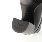 Chanel Leather CC Logo Belted Boots Black 35 2 — view 7