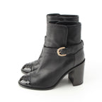 Chanel Leather CC Logo Belted Boots Black 35 2 — view 3