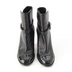Chanel Leather CC Logo Belted Boots Black 35 2 — view 2