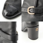 Chanel Leather CC Logo Belted Boots Black 35 2 — view 9