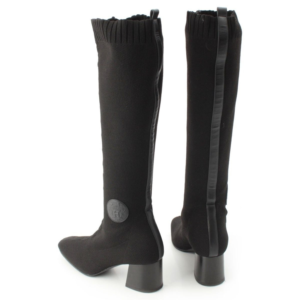 Hermes Knit Fontaine Long Boots Black 36 — view 4