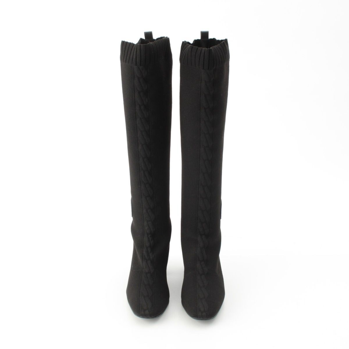Hermes Knit Fontaine Long Boots Black 36 — view 2