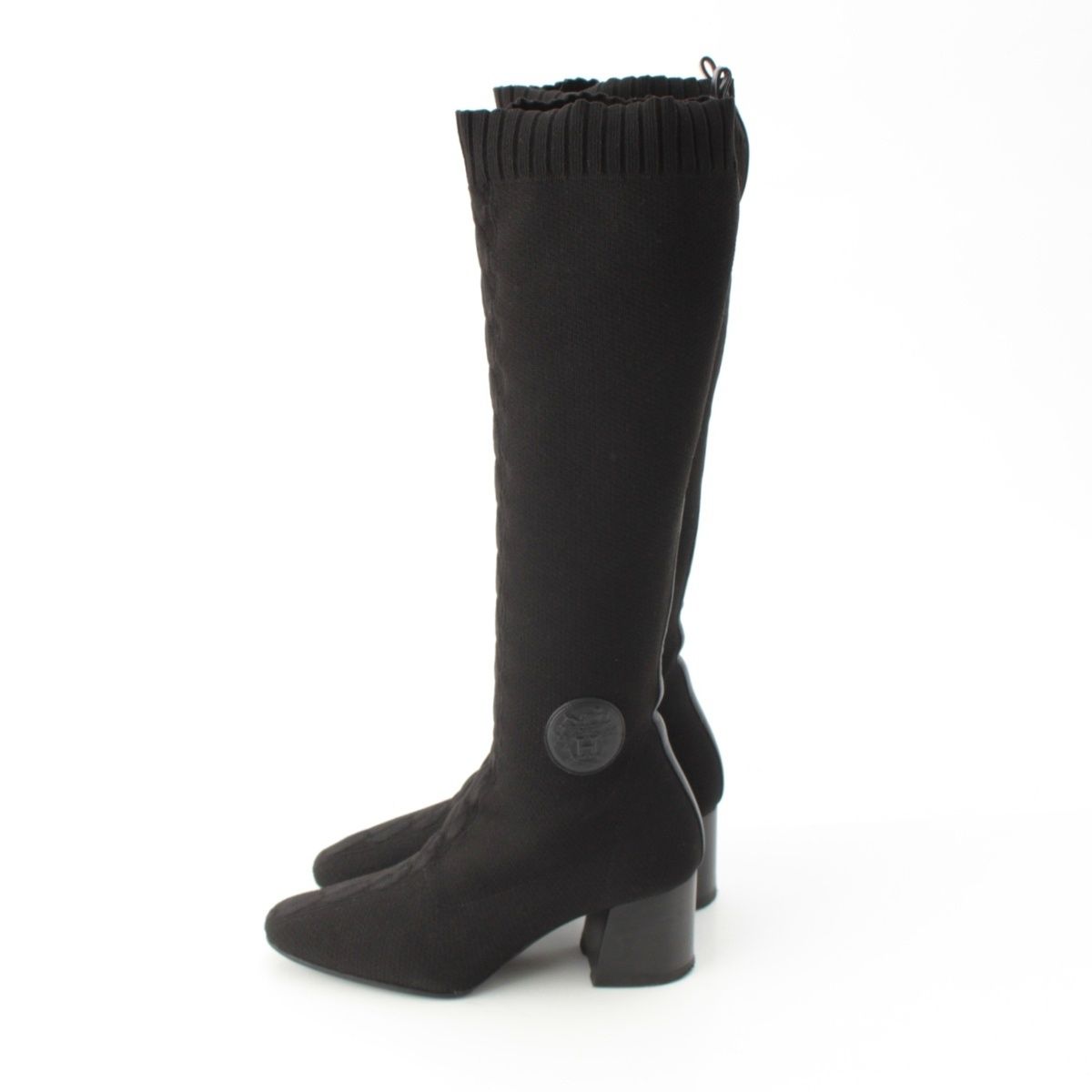 Hermes Knit Fontaine Long Boots Black 36 — view 3