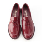 Chanel 24k Shiny Calfskin CC Logo Heart Platform Loafers Shoes Red 35.5 — view 2