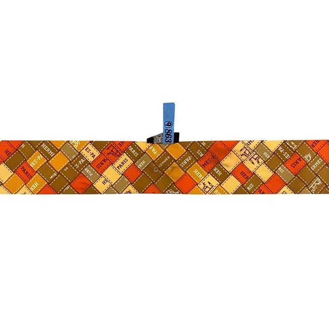 Hermes Ribbon Twilly Orange Cleaned Scarf — view 5