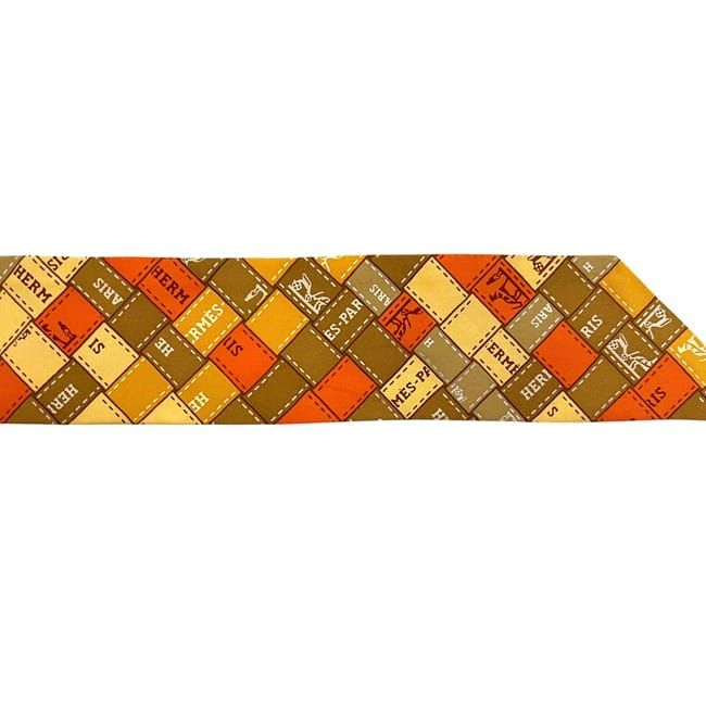 Hermes Ribbon Twilly Orange Cleaned Scarf — view 6