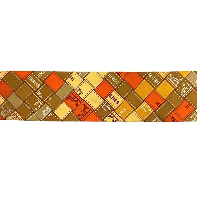 Hermes Ribbon Twilly Orange Cleaned Scarf — view 8