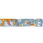 Hermes Ribbon Twilly Light Blue Orange Animal Cleaned Scarf — view 5