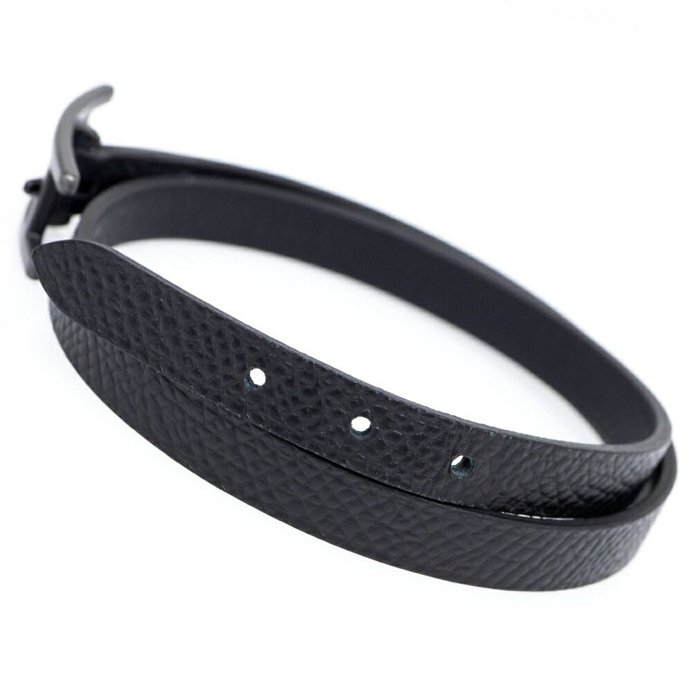 Hermes Leather Bracelet Behapi Double Tour Sole Black Swift T4 — view 3