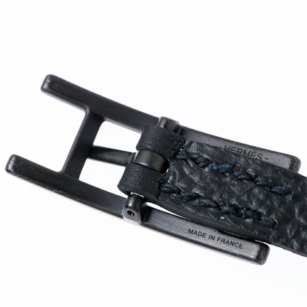 Hermes Leather Bracelet Behapi Double Tour Sole Black Swift T4 — view 5