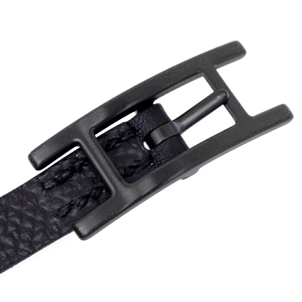 Hermes Leather Bracelet Behapi Double Tour Sole Black Swift T4 — view 7