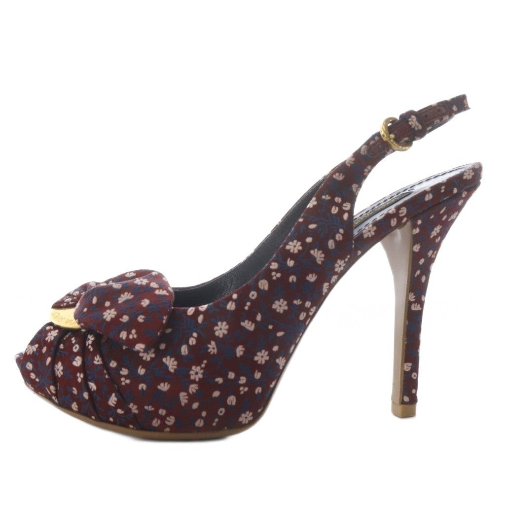 Louis Vuitton Sandals Pin Heel Floral Pattern Ribbon Motif Strap 34 — view 2