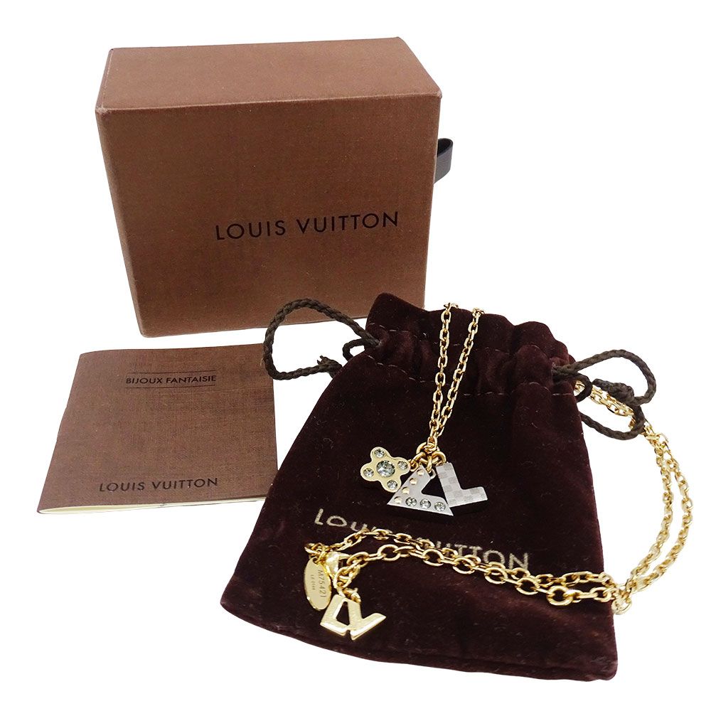 Louis Vuitton Necklace Metal Rhinestone Pendentif Love Letters Gold Silver — view 6