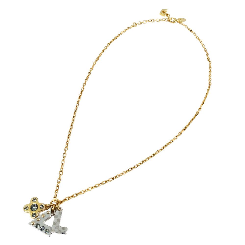 Louis Vuitton Necklace Metal Rhinestone Pendentif Love Letters Gold Silver — view 2