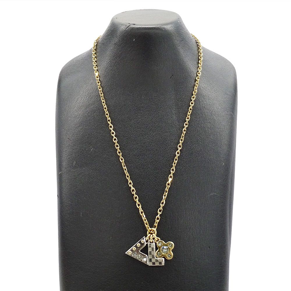 Louis Vuitton Necklace Metal Rhinestone Pendentif Love Letters Gold Silver — view 5