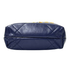 Chanel 2-Way Shoulder Bag 22 Leather Navy Gold Chain — view 3