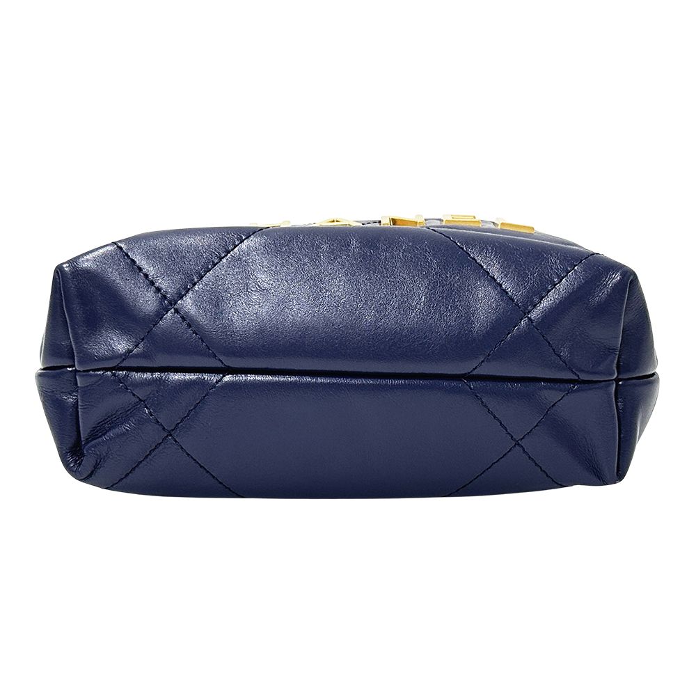 Chanel 2-Way Shoulder Bag 22 Leather Navy Gold Chain — view 3