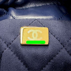 Chanel 2-Way Shoulder Bag 22 Leather Navy Gold Chain — view 7