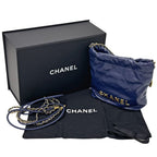 Chanel 2-Way Shoulder Bag 22 Leather Navy Gold Chain — view 8