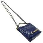 Chanel 2-Way Shoulder Bag 22 Leather Navy Gold Chain — view 4