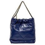 Chanel 2-Way Shoulder Bag 22 Leather Navy Gold Chain — view 2