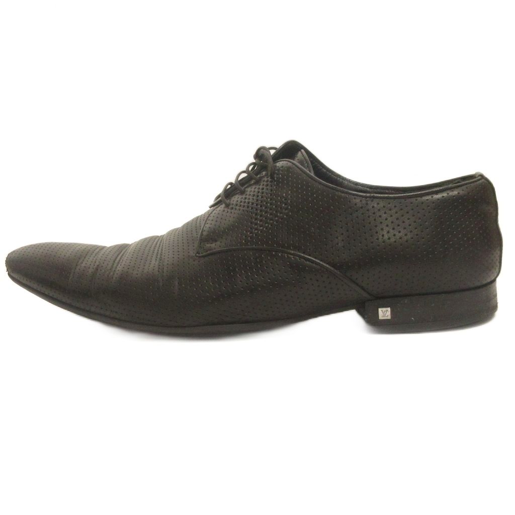 Louis Vuitton Business Shoes Lace Up Perforated Leather Black 8.5 — view 2