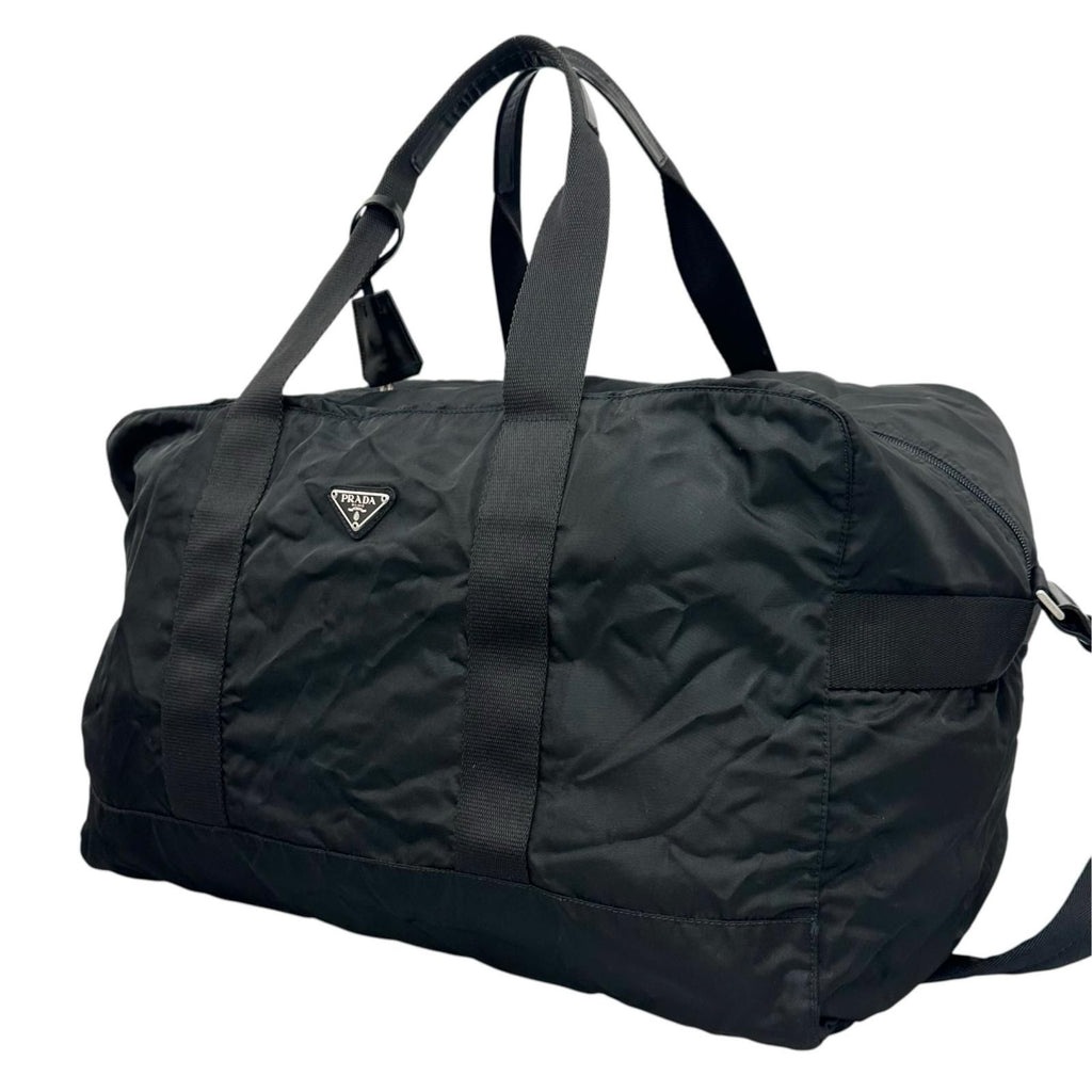 Prada Triangle Logo Boston Bag Nylon Black — view 2