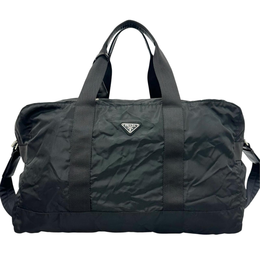 Prada Triangle Logo Boston Bag Nylon Black