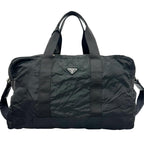 Prada Triangle Logo Boston Bag Nylon Black