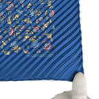 Hermes Pleated Silk Scarf Carre Blue — view 5