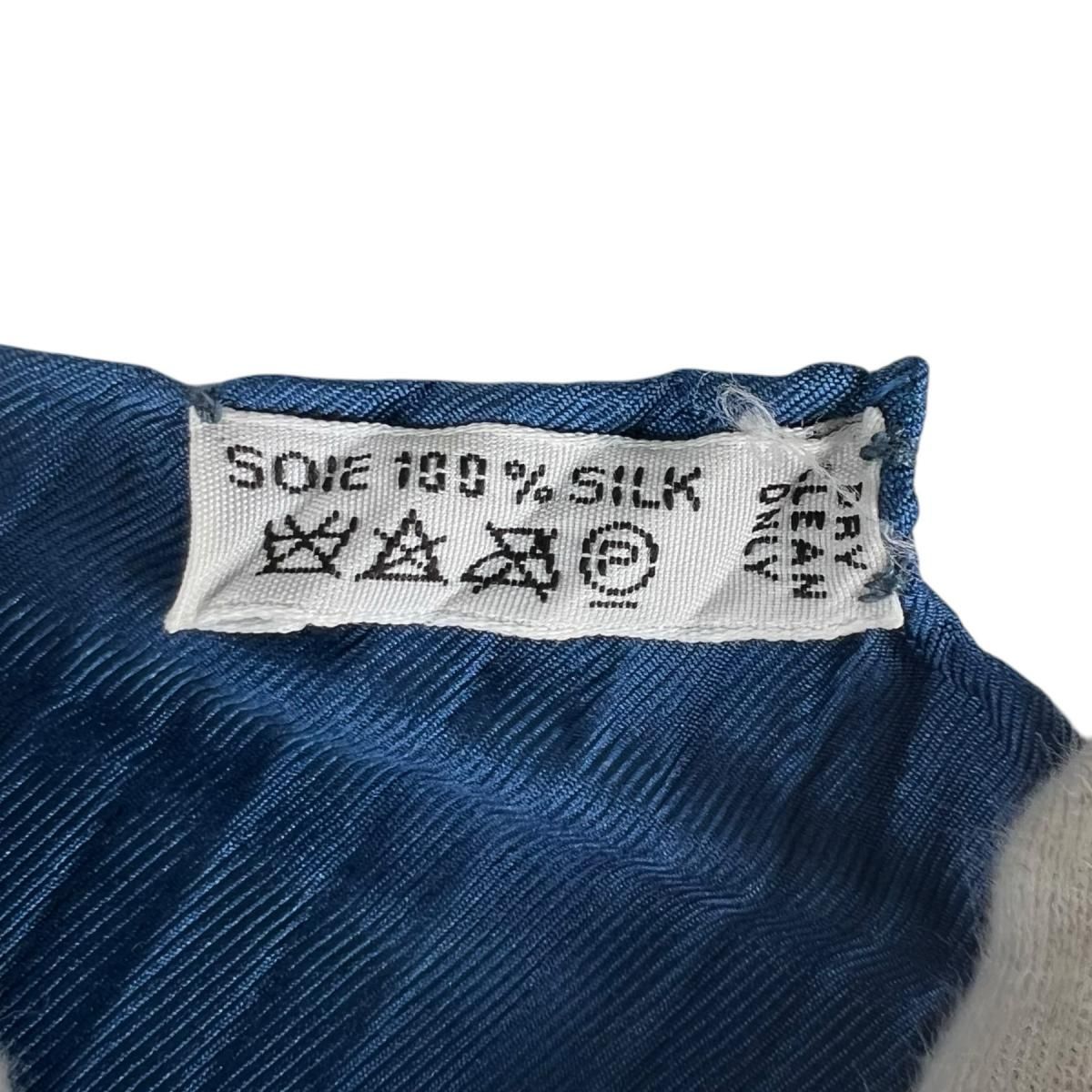 Hermes Pleated Silk Scarf Carre Blue — view 7