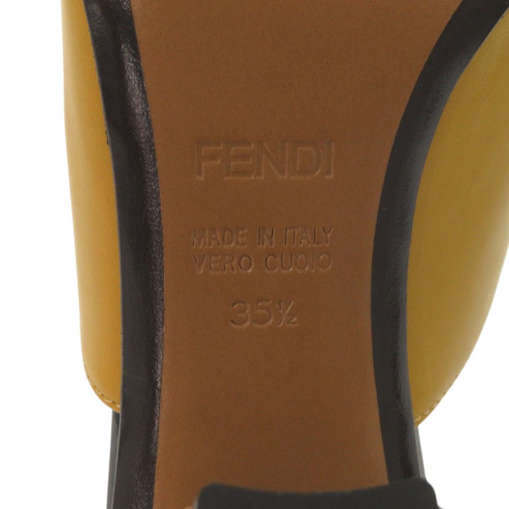 Fendi Pyramid Stud Heel Sandals 35.5 Leather Yellow Black Shoes — view 8