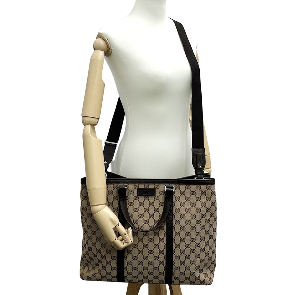 Gucci GG Canvas 2-Way Shoulder Bag Brown Beige A4 Business School Commuting — view 6