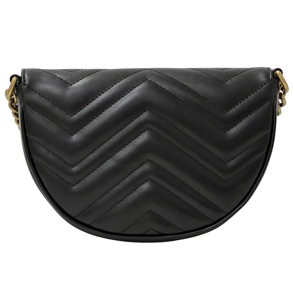 Gucci GG Marmont Shoulder Bag Leather Chain Black Quilted Crossbody Mini — view 2