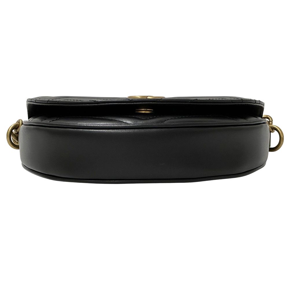 Gucci GG Marmont Shoulder Bag Leather Chain Black Quilted Crossbody Mini — view 3