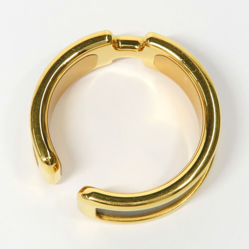Hermes Olympe GM Black Gold Metal Leather Ring — view 6