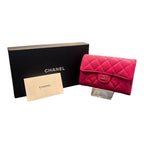 Chanel Quilted Leather Caviar Flap Wallet Bifold Pink — view 8