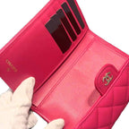 Chanel Quilted Leather Caviar Flap Wallet Bifold Pink — view 4