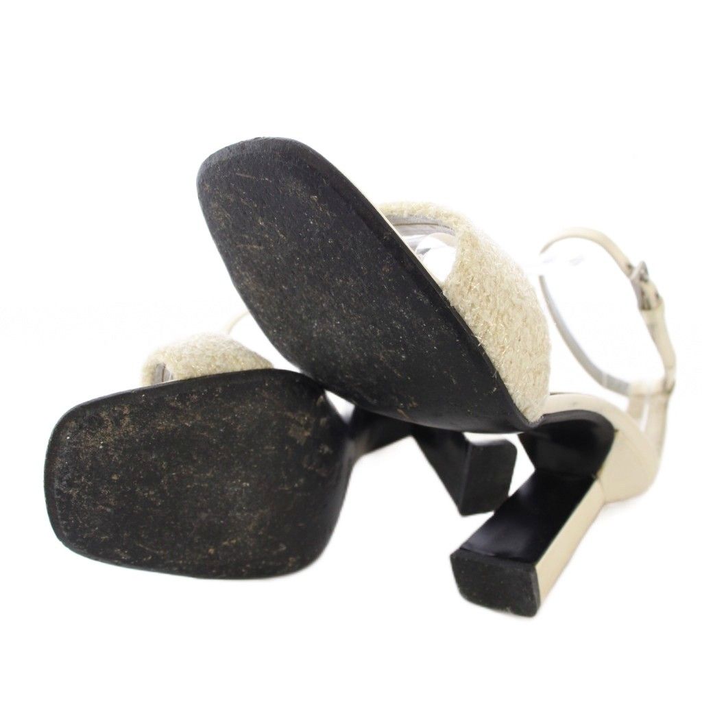 Prada Sandal Strap Satin Square Toe 35.5 Ivory TK — view 8