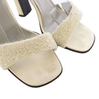 Prada Sandal Strap Satin Square Toe 35.5 Ivory TK — view 3