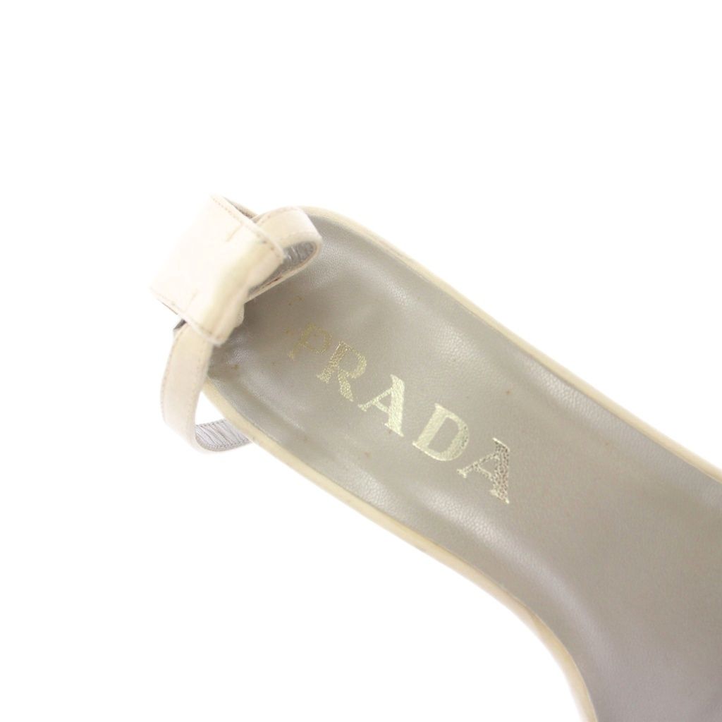 Prada Sandal Strap Satin Square Toe 35.5 Ivory TK — view 9