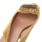 Prada Wedge Sole Sandals Strap Beads 37.5 Beige TK — view 4