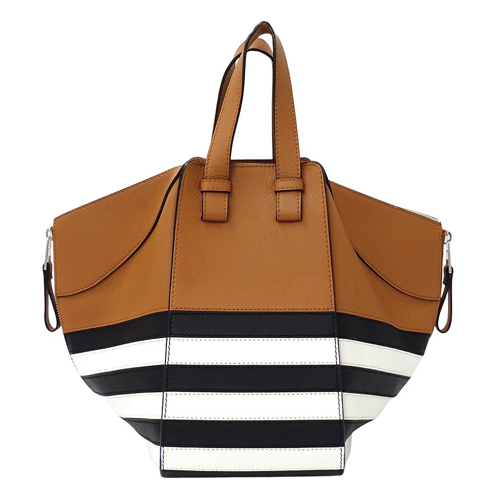 Loewe 2-Way Shoulder Bag Hammock Mini Leather Brown Black White Border — view 2