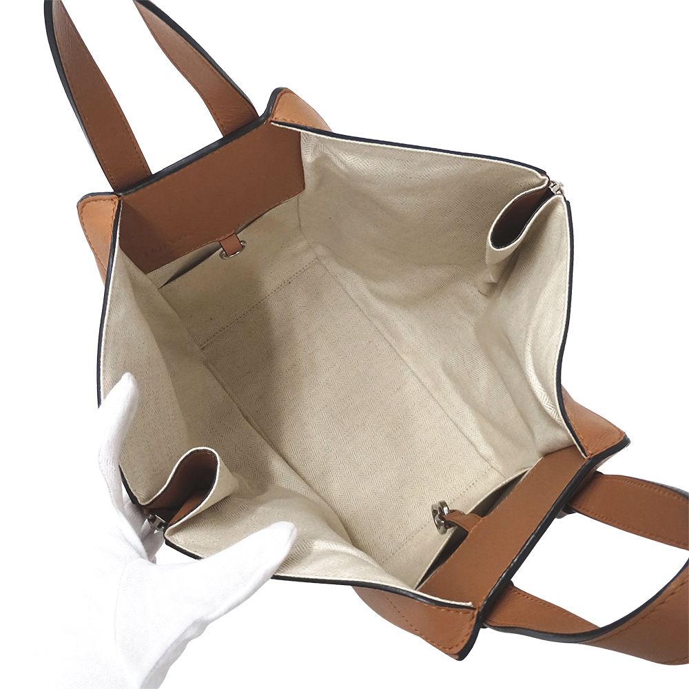 Loewe 2-Way Shoulder Bag Hammock Mini Leather Brown Black White Border — view 5