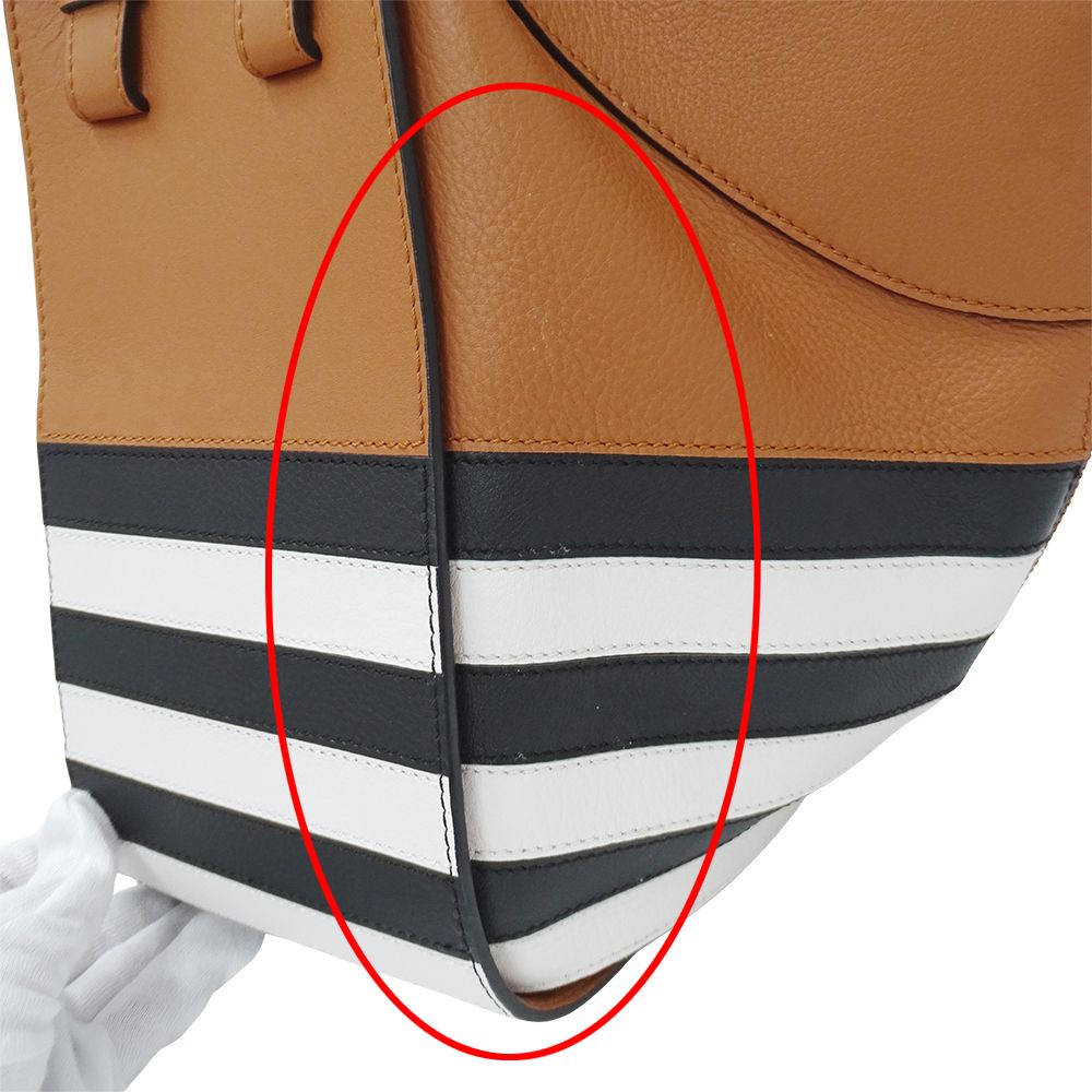 Loewe 2-Way Shoulder Bag Hammock Mini Leather Brown Black White Border — view 8