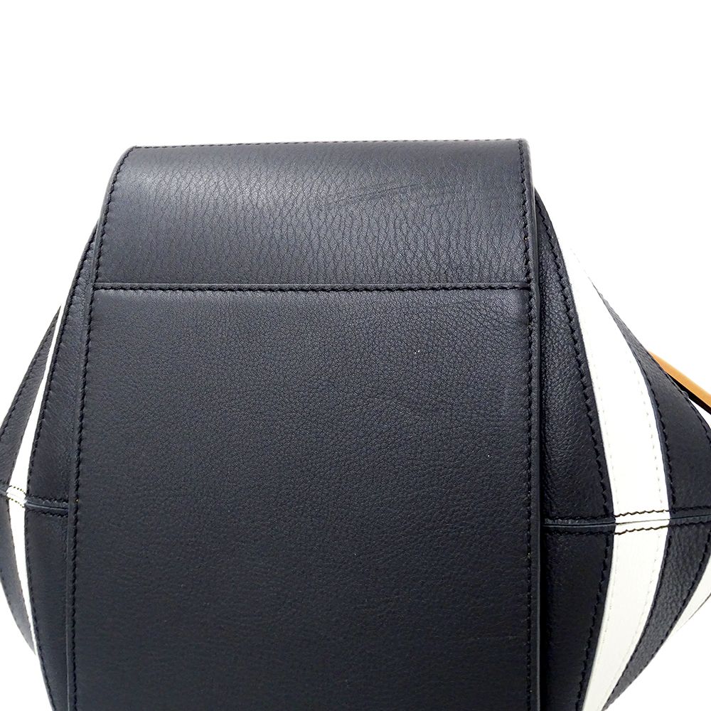 Loewe 2-Way Shoulder Bag Hammock Mini Leather Brown Black White Border — view 7