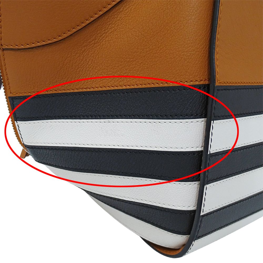 Loewe 2-Way Shoulder Bag Hammock Mini Leather Brown Black White Border — view 9
